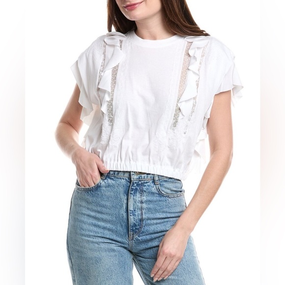 Valentino Tops - Valentino White Ruffle Lace Boho Crop Top Size M – $1300 Retail NWT